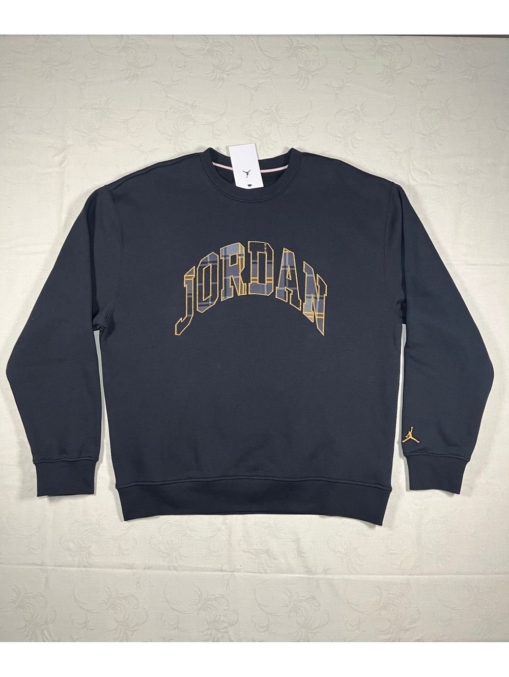 Nike Air Jordan Essential 85 Crest Black Plaid Fleece Sweatshirt Size Large